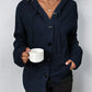 Women Oversized Cardigan - Hooded Button, Textured Knit