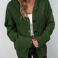 Women Oversized Cardigan - Hooded Button, Textured Knit