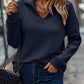Plush Relaxed Womens Pullover - Ribbed Zip, Polyester, Casual