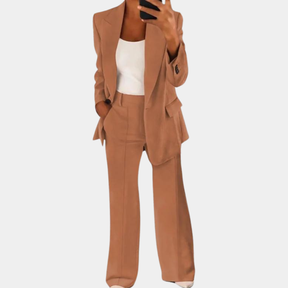 Vielseitiger Damenanzug – lockerer Blazer und Hose, hochwertiger Stoff, für Sommeranlässe 1