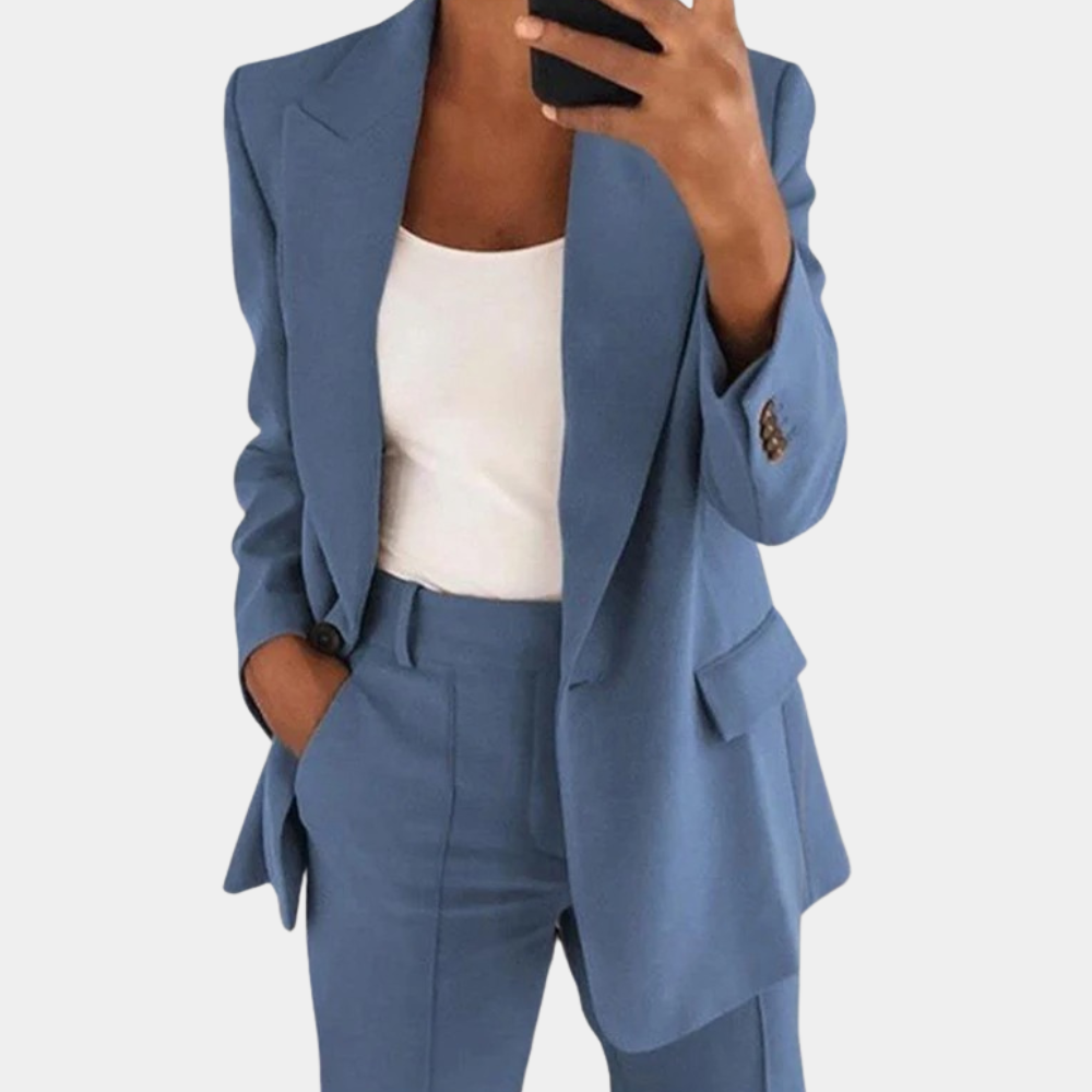 Vielseitiger Damenanzug – lockerer Blazer und Hose, hochwertiger Stoff, für Sommeranlässe 4