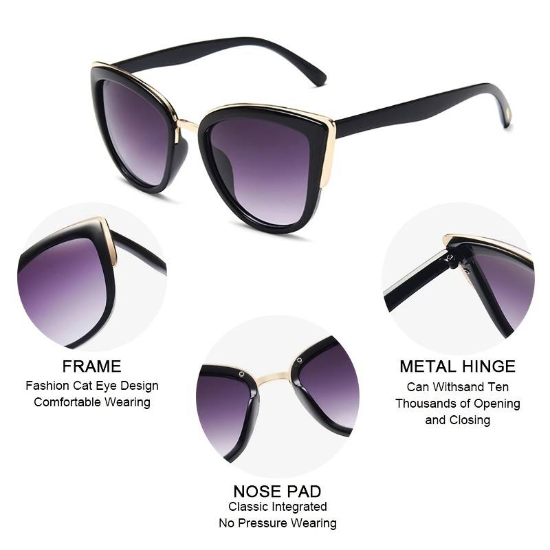 Vintage Katzenaugen Sonnenbrille für Damen – UV400 Schutz, trendiges Design, für Sommer 2025 6