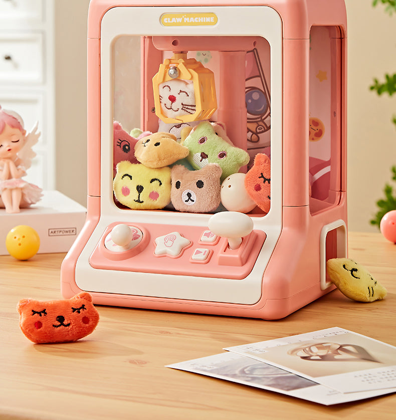 Claw Mini Crane Toy Machine for Kids - Coin Operated Plush Grabber Game with Lights & Music