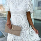 Elegant Women's Embroidered Puff Sleeve Dress, Lightweight Summer Dress for Casual and Formal Occasions-4