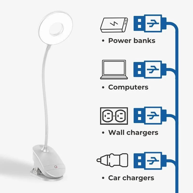 Cordless Desk Clip Lamp With Ring Light Plush Eye Maintenance