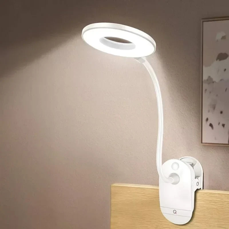 Cordless Desk Clip Lamp With Ring Light Plush Eye Maintenance