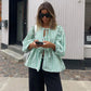 Striped Puff Sleeve Women's Top - Elegant Casual Blouse for Women, Comfortable Fit and Versatile Design-2