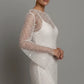 Light women's flattering mini dress - bead-embellished mesh overlay, foam beads, for evening events