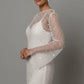 Light women's flattering mini dress - bead-embellished mesh overlay, foam beads, for evening events
