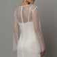 Light women's flattering mini dress - bead-embellished mesh overlay, foam beads, for evening events