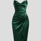 Plush Women's Satin Slip Dress - Flattering Cowl Neck, Spaghetti Straps, Midi-Length, For Evening Events