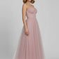 Plush flattering women's camisole dress - corset bodice, mid-length skirt, mesh, for evening