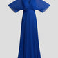 Flowy Women's Dress - V-Neck Bat-Sleeve High-Waist, Light Polyester, Casual Daywear