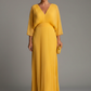 Flowy Women's Dress - V-Neck Bat-Sleeve High-Waist, Light Polyester, Casual Daywear