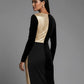 Flattering Fitted Women’s Dress - V-Neck Wrap-Waist, Sequined Panel, Eveningwear