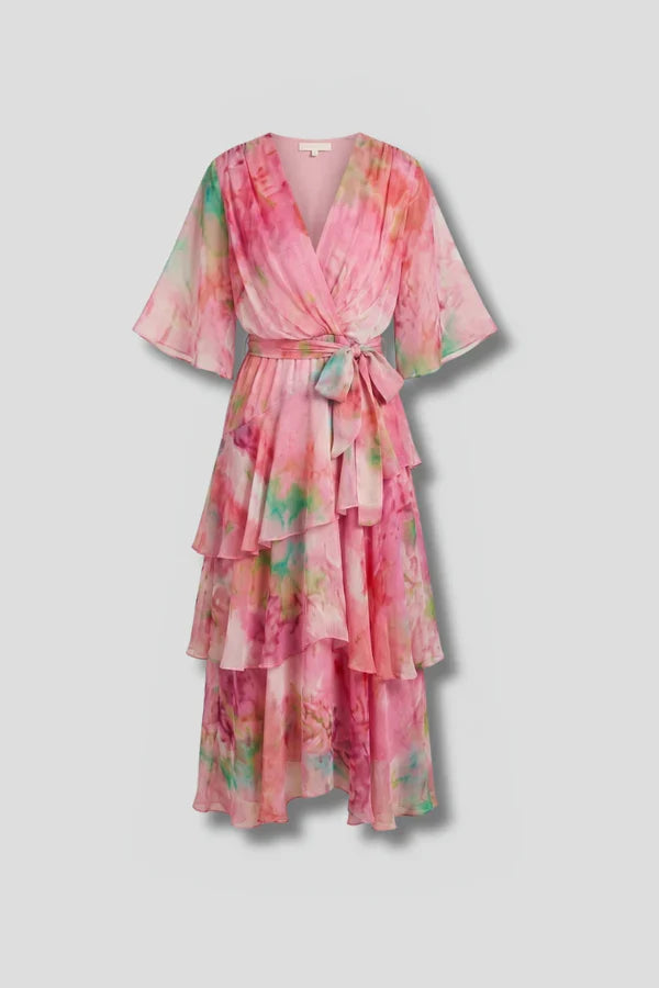 Light Women’s Dress - Pullover, Layered, Chiffon, Tie-Dye, Casual Vacation