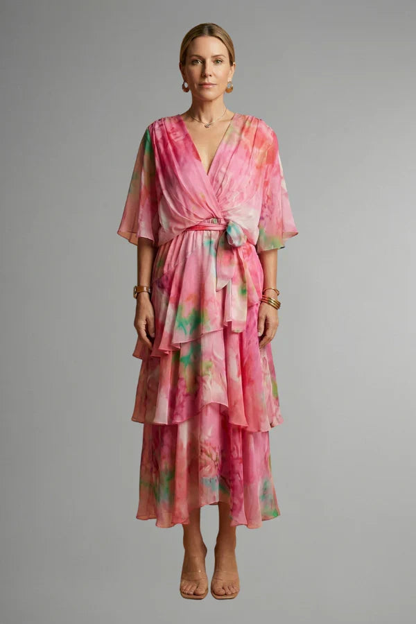 Light Women’s Dress - Pullover, Layered, Chiffon, Tie-Dye, Casual Vacation
