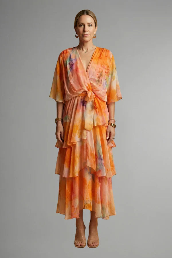 Light Women’s Dress - Pullover, Layered, Chiffon, Tie-Dye, Casual Vacation