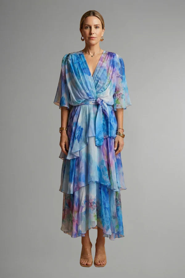Light Women’s Dress - Pullover, Layered, Chiffon, Tie-Dye, Casual Vacation