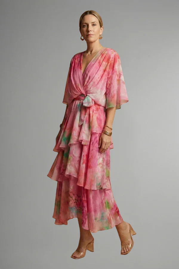 Light Women’s Dress - Pullover, Layered, Chiffon, Tie-Dye, Casual Vacation