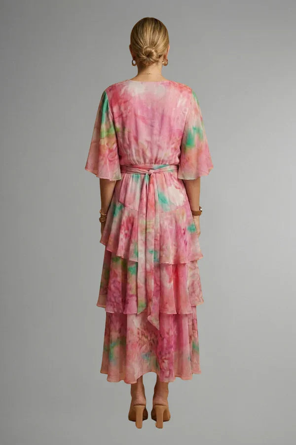 Light Women’s Dress - Pullover, Layered, Chiffon, Tie-Dye, Casual Vacation