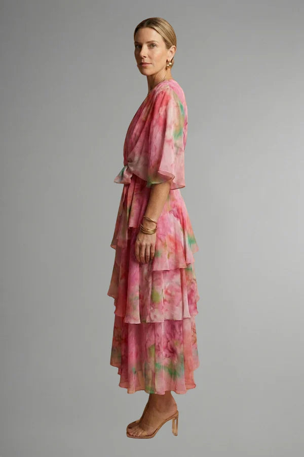 Light Women’s Dress - Pullover, Layered, Chiffon, Tie-Dye, Casual Vacation