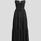 Light Flattering Women's Maxi Dress - Smocked Bodice, Tiered Swing Skirt, Plush Fabric, Casual Wear