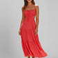 Light Flattering Women's Maxi Dress - Smocked Bodice, Tiered Swing Skirt, Plush Fabric, Casual Wear