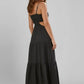 Light Flattering Women's Maxi Dress - Smocked Bodice, Tiered Swing Skirt, Plush Fabric, Casual Wear