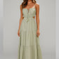 Light Flattering Women's Maxi Dress - Smocked Bodice, Tiered Swing Skirt, Plush Fabric, Casual Wear