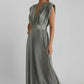 Light women's dress - v-neck pleated sleeveless, polyester, casual wear for summer events