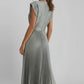 Light women's dress - v-neck pleated sleeveless, polyester, casual wear for summer events