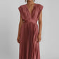 Light women's dress - v-neck pleated sleeveless, polyester, casual wear for summer events