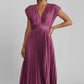 Light women's dress - v-neck pleated sleeveless, polyester, casual wear for summer events