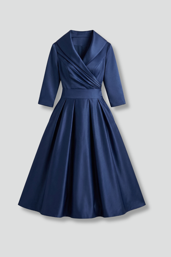 women's Fitted dress - wrap-front, long sleeve, 100% polyester, for formal events