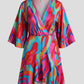 Light flattering women's dress - doll-sleeve V-neck, irregular hem, paisley print, casual