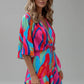 Light flattering women's dress - doll-sleeve V-neck, irregular hem, paisley print, casual