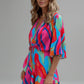 Light flattering women's dress - doll-sleeve V-neck, irregular hem, paisley print, casual