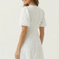 Light women's dress - puff-sleeve, A-line with embroidery, for casual wear