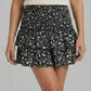 Light women's pleated floral short skirt - ruffled layers, polyester, casual wear