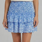Light women's pleated floral short skirt - ruffled layers, polyester, casual wear
