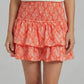 Light women's pleated floral short skirt - ruffled layers, polyester, casual wear