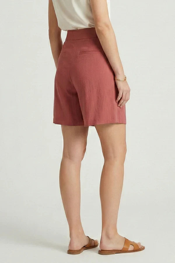 Plush women's shorts - high-waist, wide-leg, relaxed-fit, polyester, everyday wear