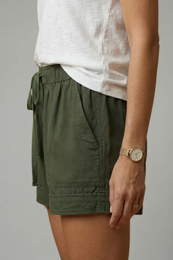 Women's Breathable Shorts - Pleated Pocket, Wide-Leg, Cotton Blend, Casual Wear, Pull-On Style