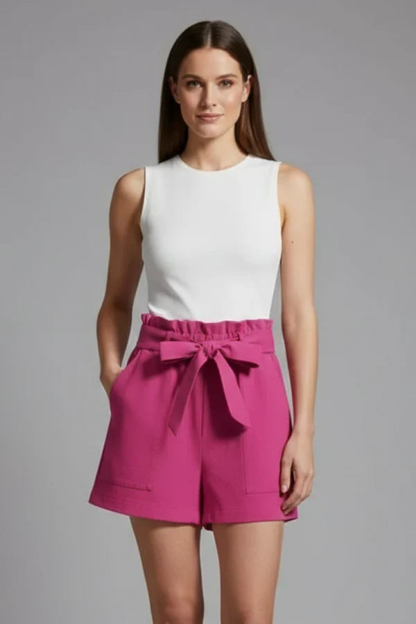 high-waisted wide-leg with pockets, cotton-linen blend, casual – Breathable women's shorts