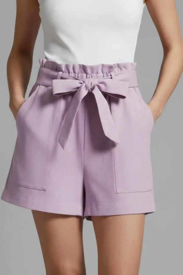 high-waisted wide-leg with pockets, cotton-linen blend, casual – Breathable women's shorts