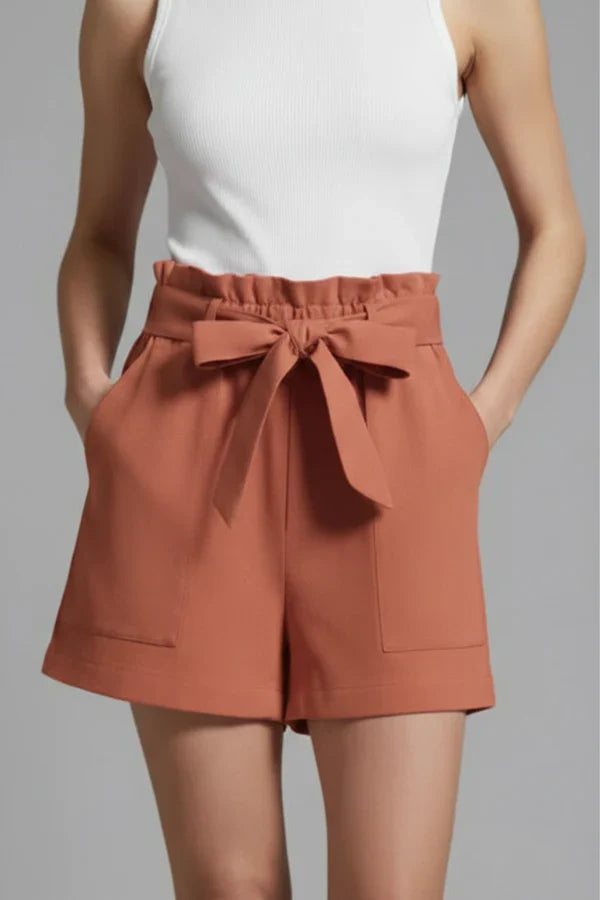 high-waisted wide-leg with pockets, cotton-linen blend, casual – Breathable women's shorts