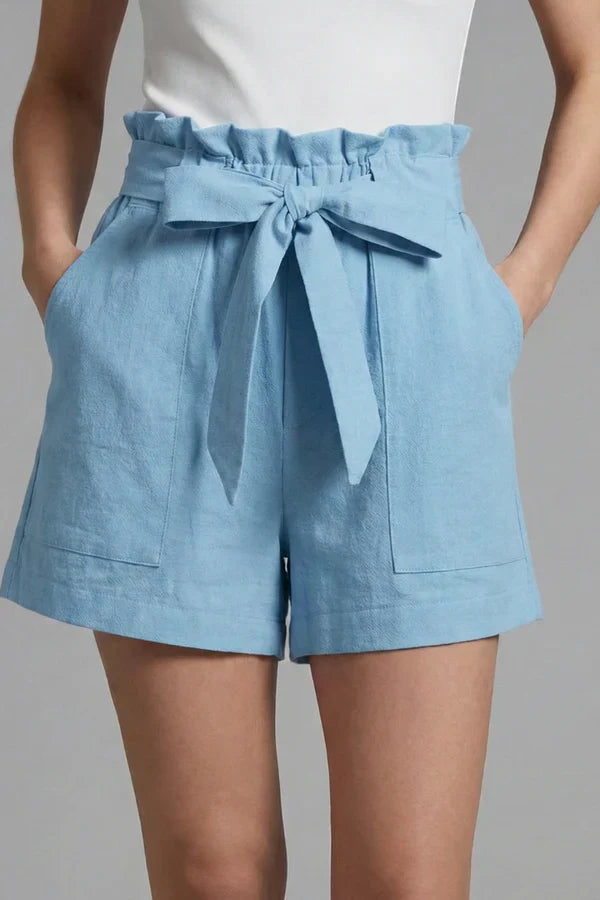high-waisted wide-leg with pockets, cotton-linen blend, casual – Breathable women's shorts