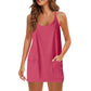 Women's Breathable Tennis Dress with Built-in Shorts, Oversized Pockets, and Spaghetti Straps for Active Lifestyle 3
