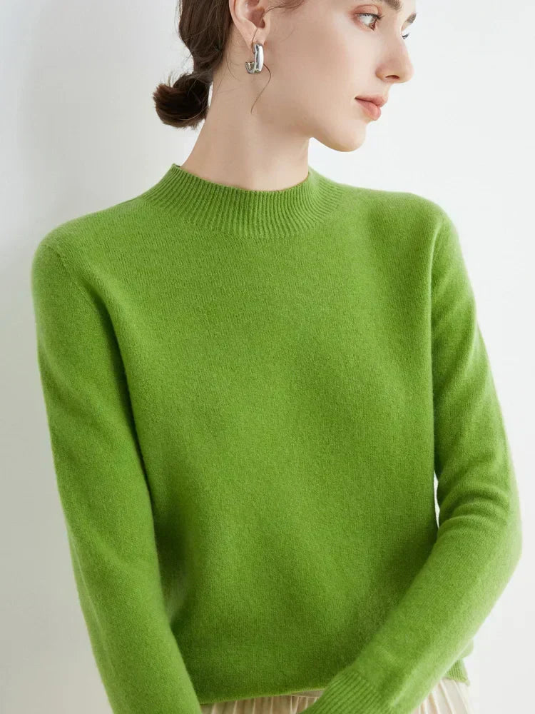 Plush Timeless Women’s Pullover - Mock Neck, Wool, Work